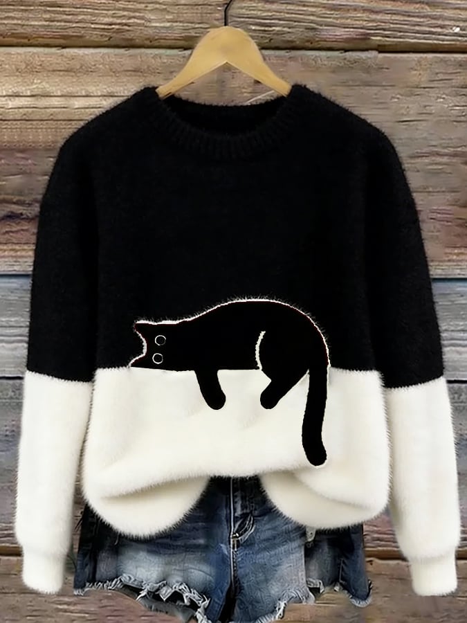 ボニー™ — 猫プリントオーバーサイズセーター