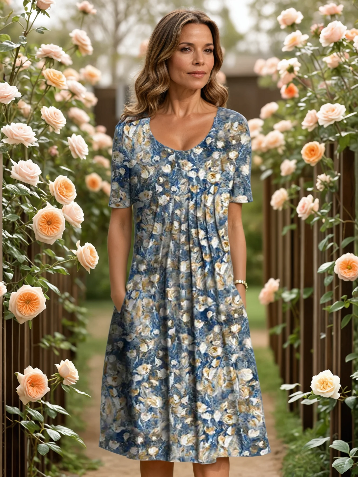 Nancy™ | Robe midi florale avec poches quotidienne