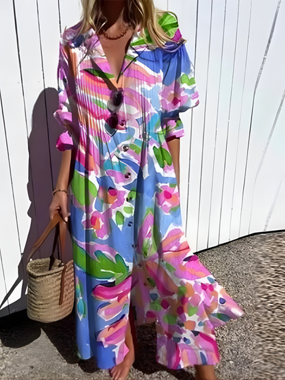Faryvella™ | Artistic Pattern Casual Maxi Dress