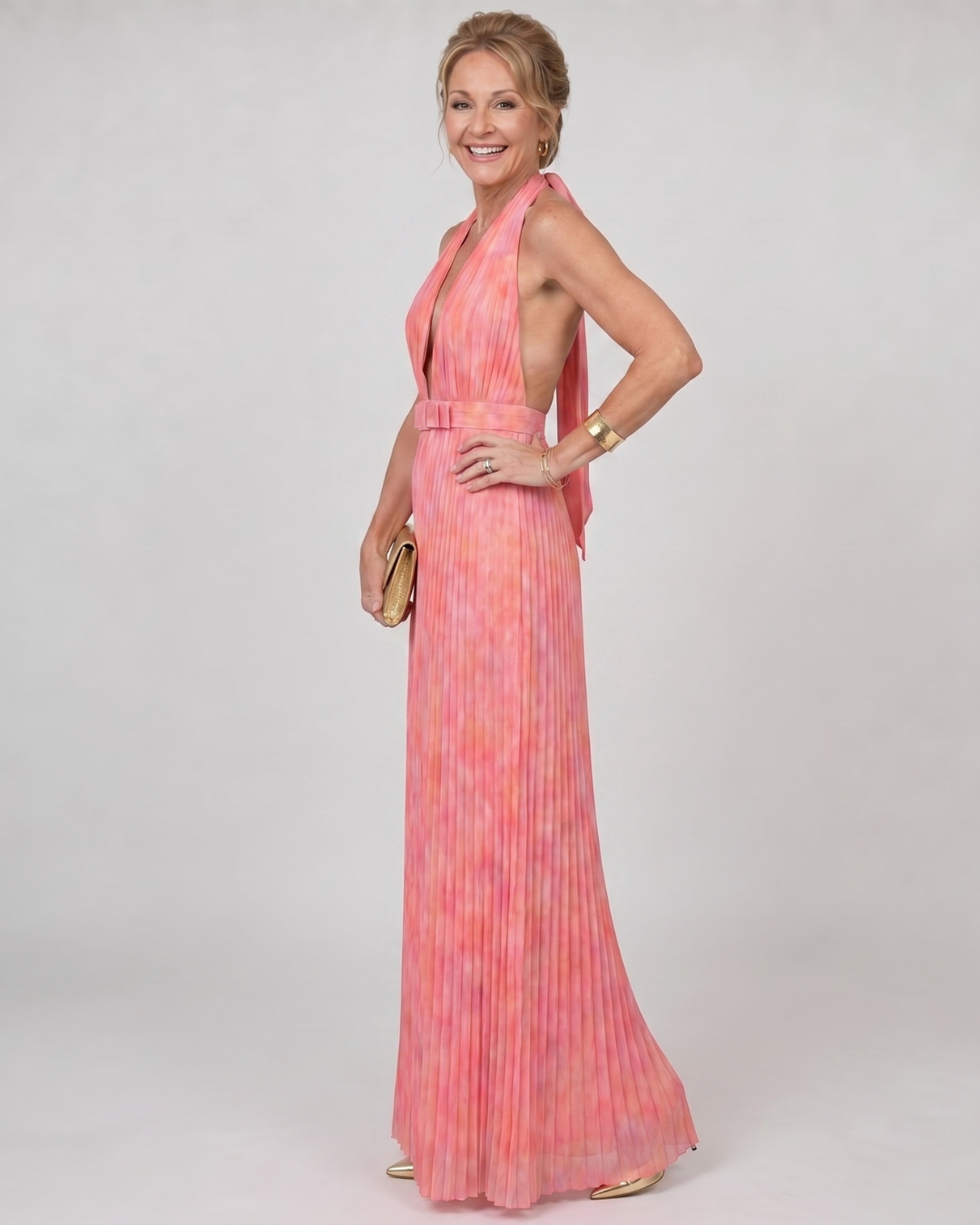 Serah | Robe Maxi Sans Manches à Col Halter Plissé
