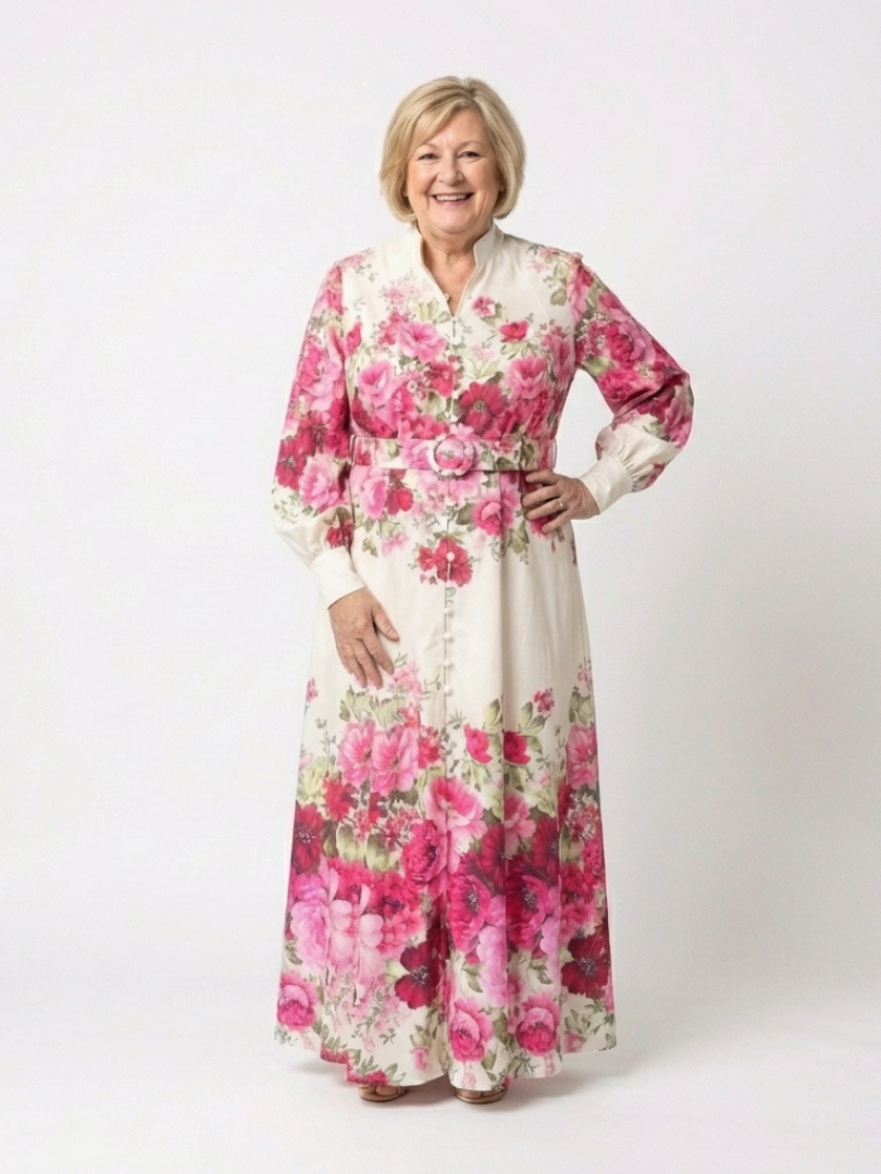 Kennedy | Robe maxi à manches longues florale avec ceinture