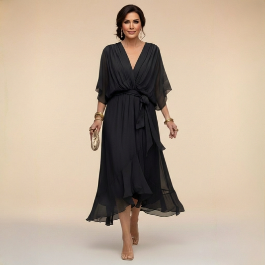 MARTA™ | ROBE EN CHIFFON AVEC ENCOLURE EN V