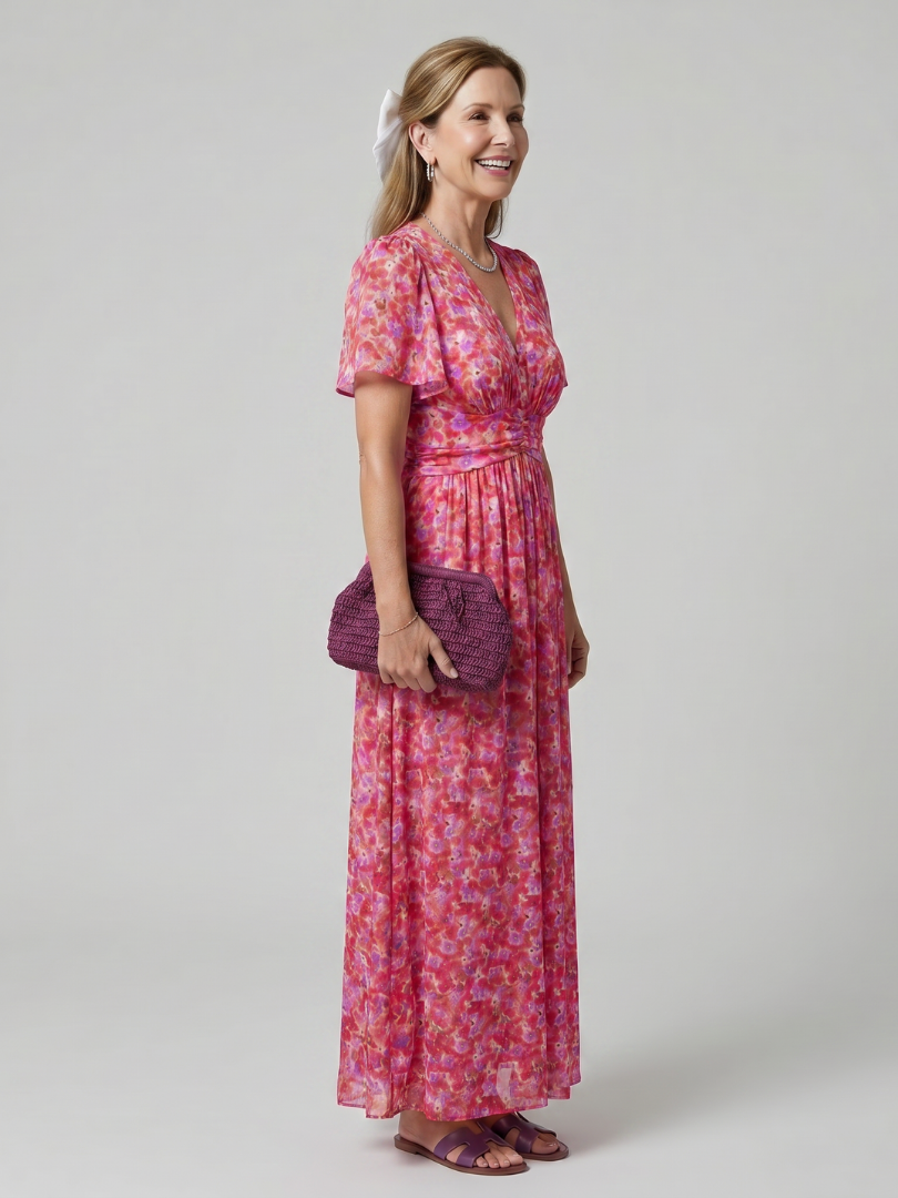 Juna | Robe midi à imprimé floral Ditsy à manches courtes