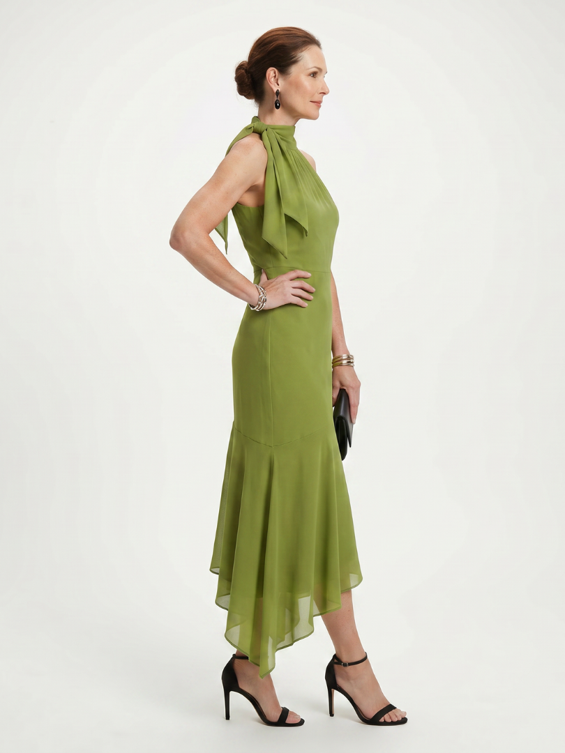 Winifred | Draped Halter Neck Midi Dress