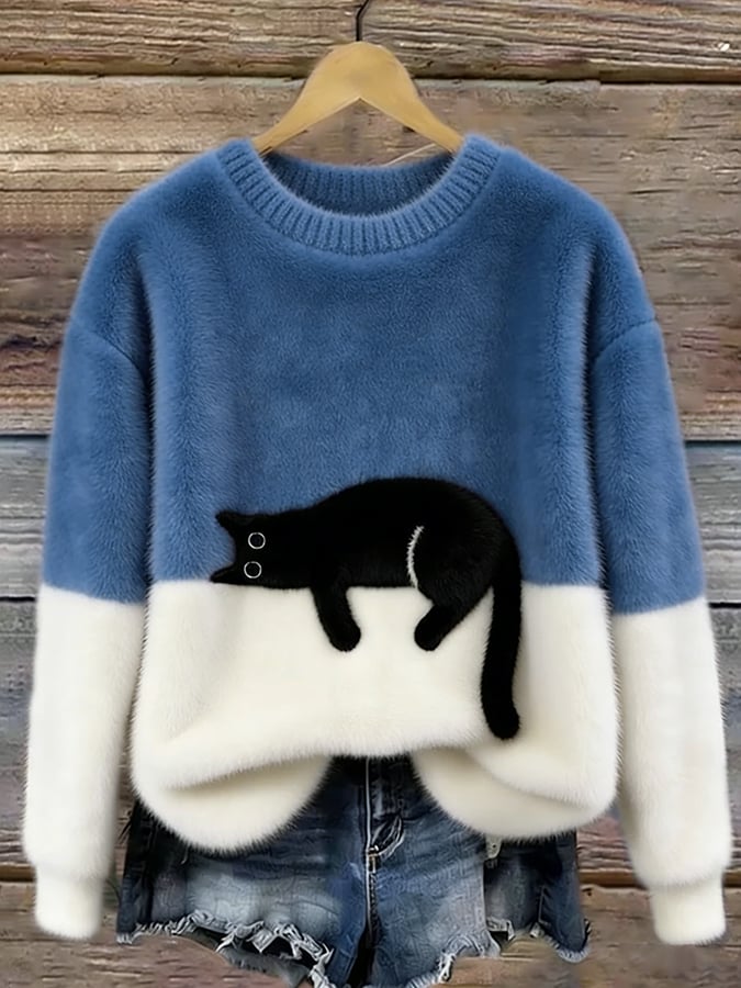 ボニー™ — 猫プリントオーバーサイズセーター