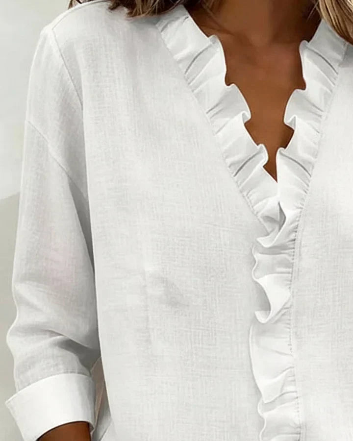 Glynara™ | Ruffled V-Neck Blouse