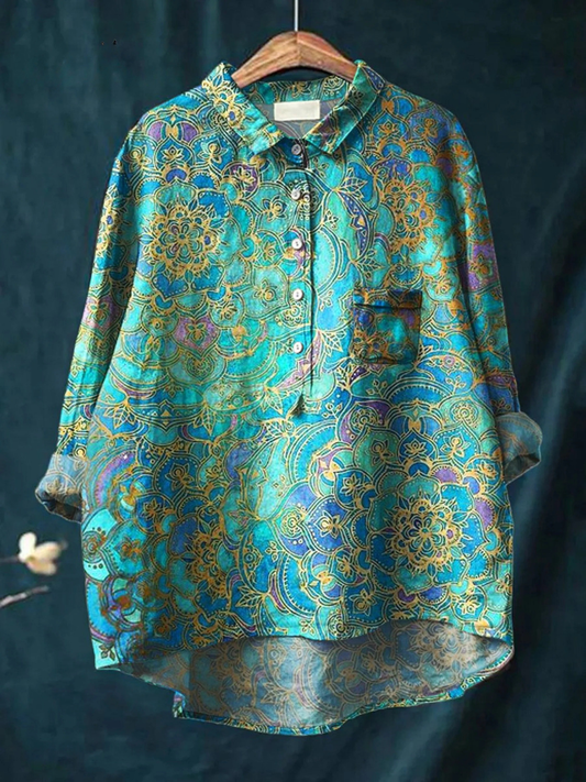 Roslyn | Women's Retro  Art Print Casual  Shirt