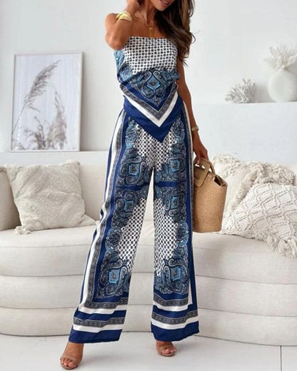 Helen | Ensemble de robe à lacets et pantalon prêt pour les vacances