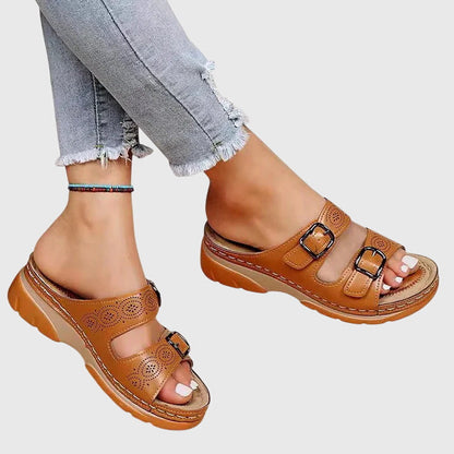 Diora™ | Sandales en Cuir Orthopédiques