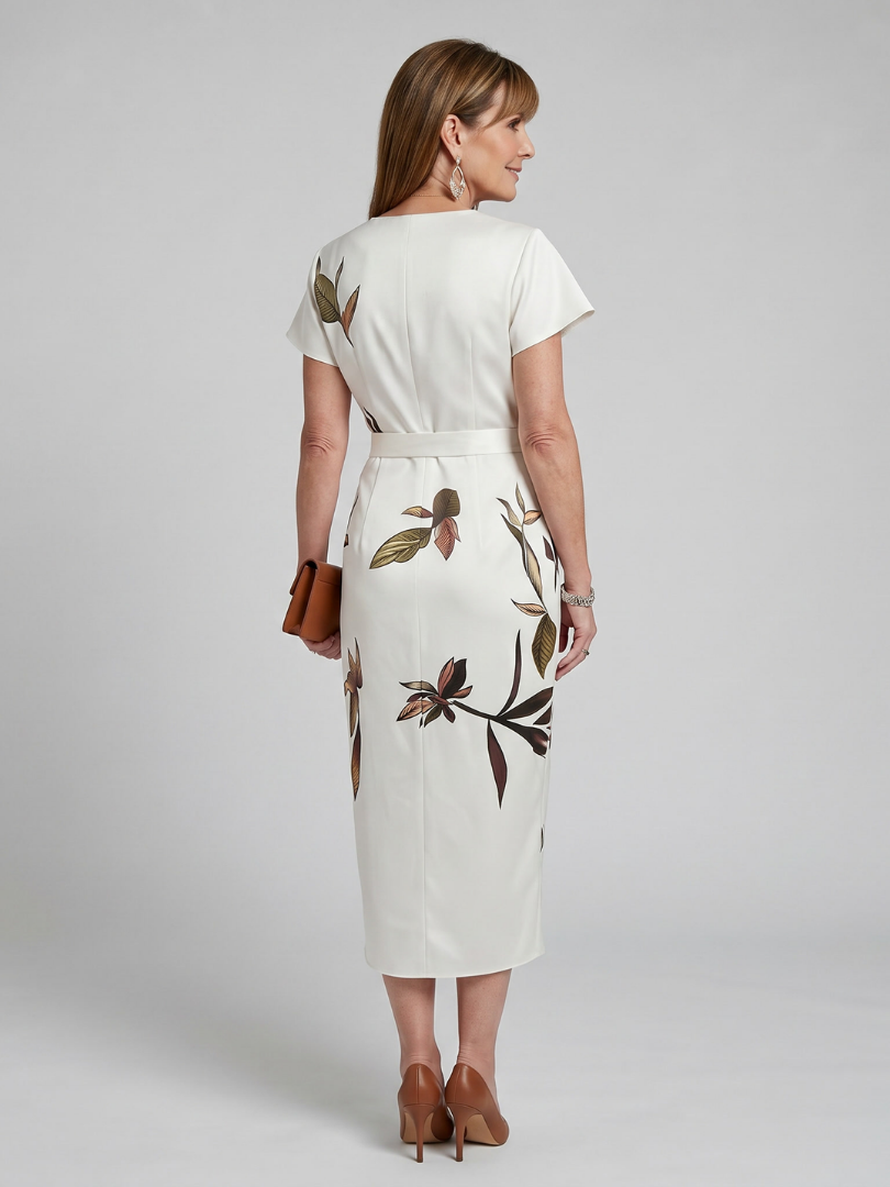 Cypress | Botanical Print Flutter Sleeve Midi Dress