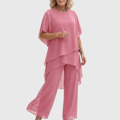 Linda | Costume avec pantalon palazzo drapé