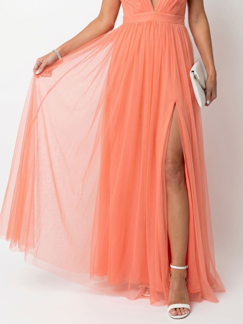 Tia | Robe Maxi Plissée à Décolleté en V Profond