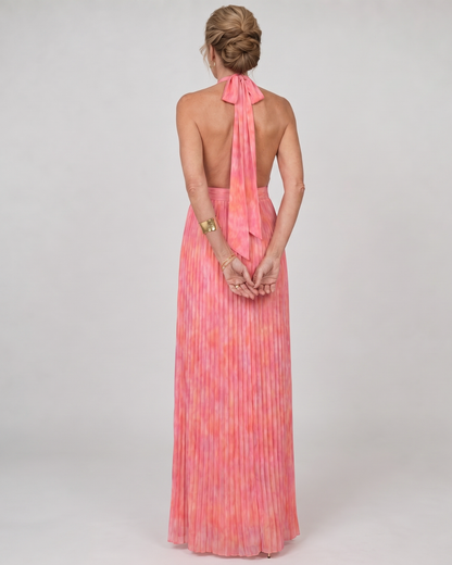 Serah | Robe Maxi Sans Manches à Col Halter Plissé