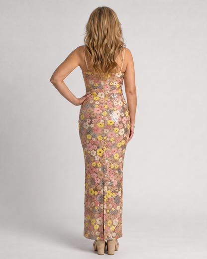 Siqua | Robe Midi Bodycon Sans Manches à Imprimé Floral