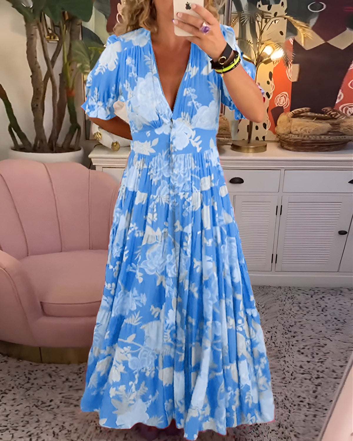 Coraline | V-Neck Dress with Floral Print