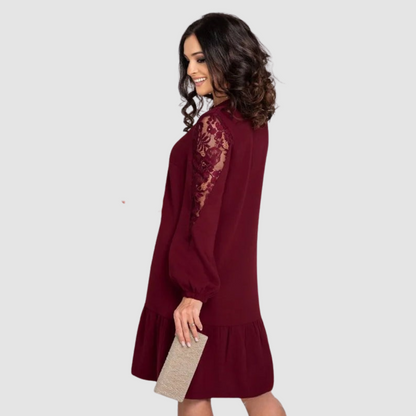 Mina™ Robe Midi Élégante à Manches en Dentelle