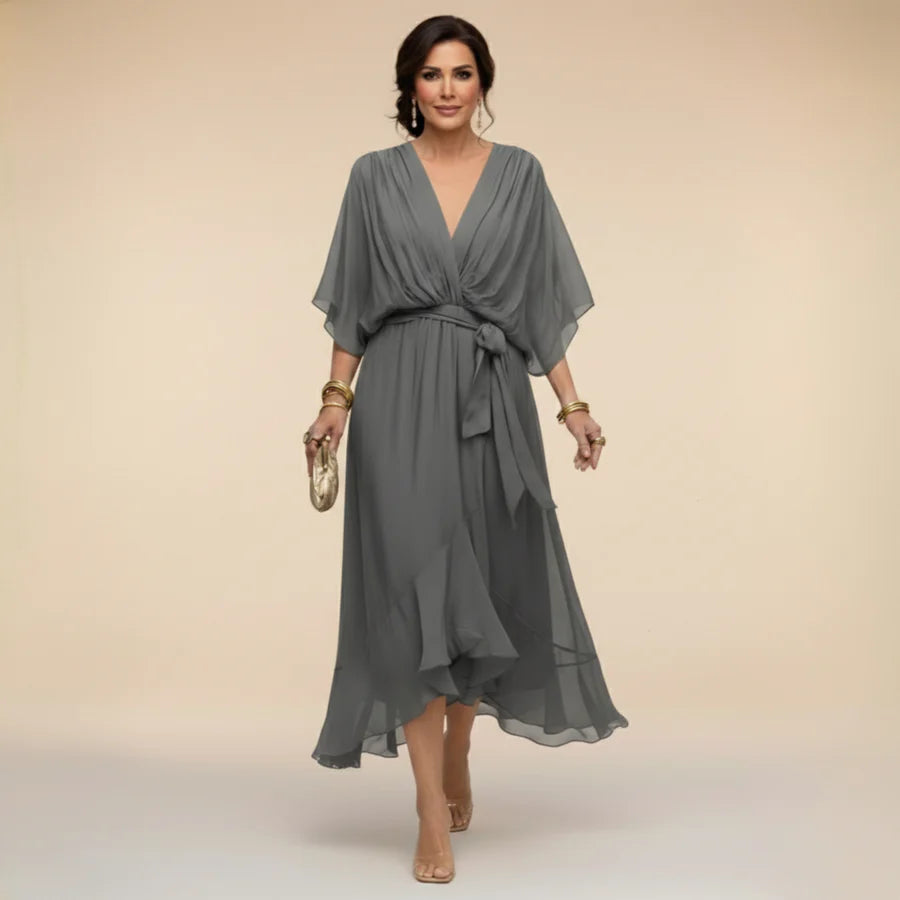 Brianna™ | Elegant V-neck Chiffon Dress