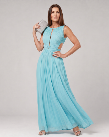 Aeqem | Robe Maxi Sans Manches à Encolure en Clef Plissée