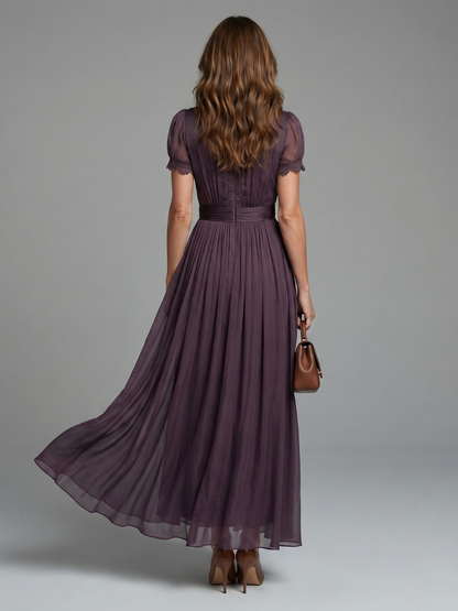 Elia | Robe Maxi à Taille Froncée avec Ouverture en Clé