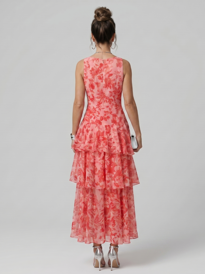 Gala | Abstract Print Deep V-Neck Midi Dress