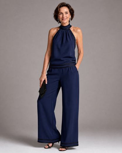 Zephyrine | Combinaison à encolure halter avec détails contrastés