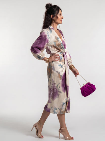 Valentina | Robe Midi Imprimée à Enveloppe Croisée avec Ceinture
