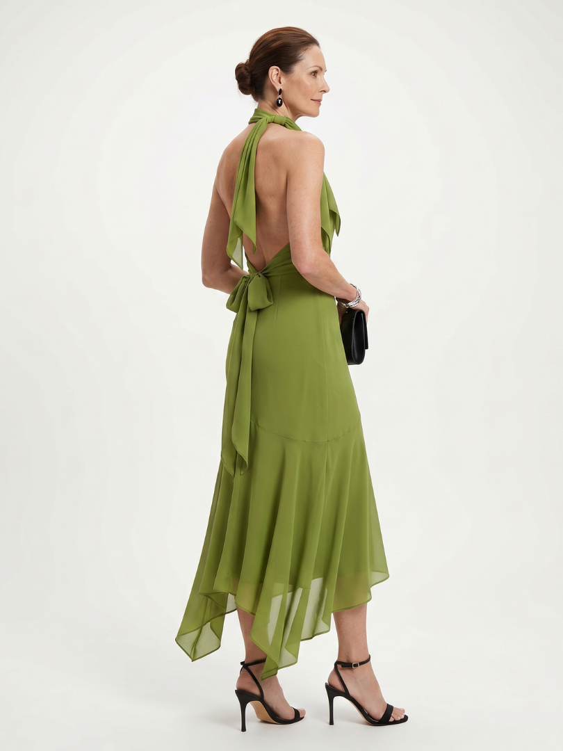 Winifred | Draped Halter Neck Midi Dress