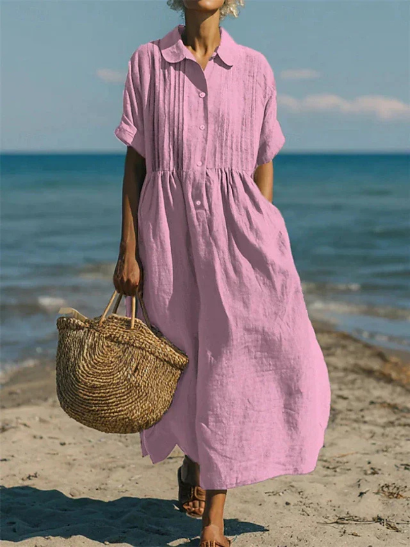 Maëlle™ | Robe chemise boutonnée en coton