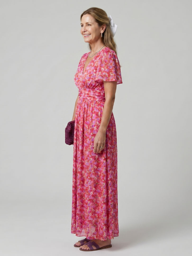 Juna | Robe midi à imprimé floral Ditsy à manches courtes
