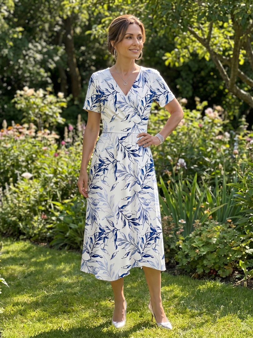 Kael | Robe Midi Imprimé Botanique Doux Col V
