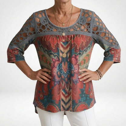 Claire | Ethnic Print Blouse Bohemian Natural Femininity