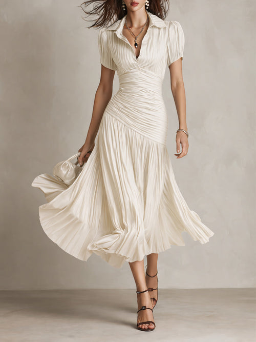 Adriana ∙ Robe midi satinée à rayures rétro