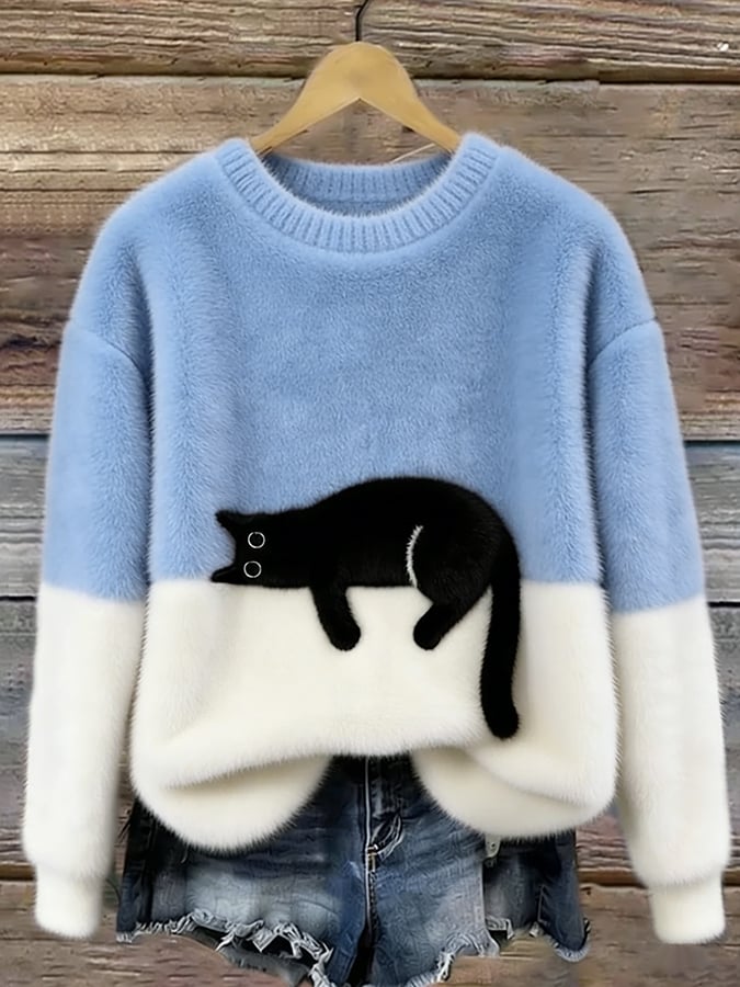 ボニー™ — 猫プリントオーバーサイズセーター