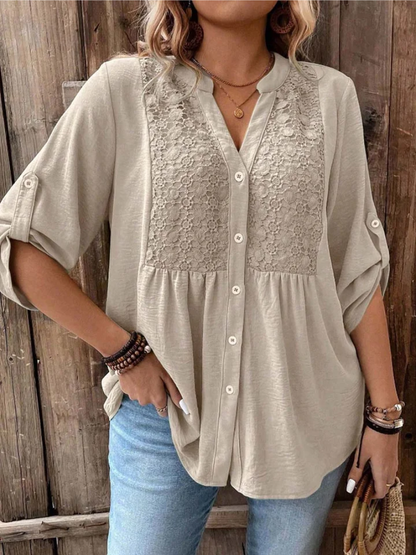 Noria™ | Relaxed Button V-Neck Top