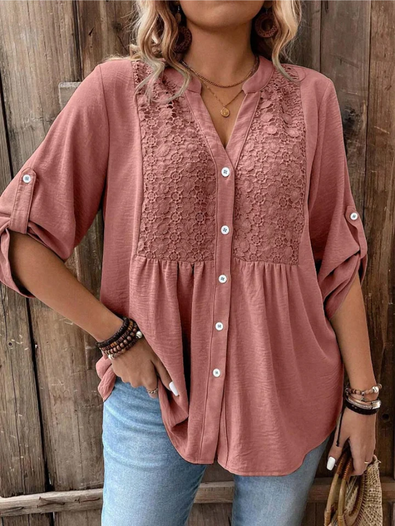 Noria™ | Relaxed Button V-Neck Top