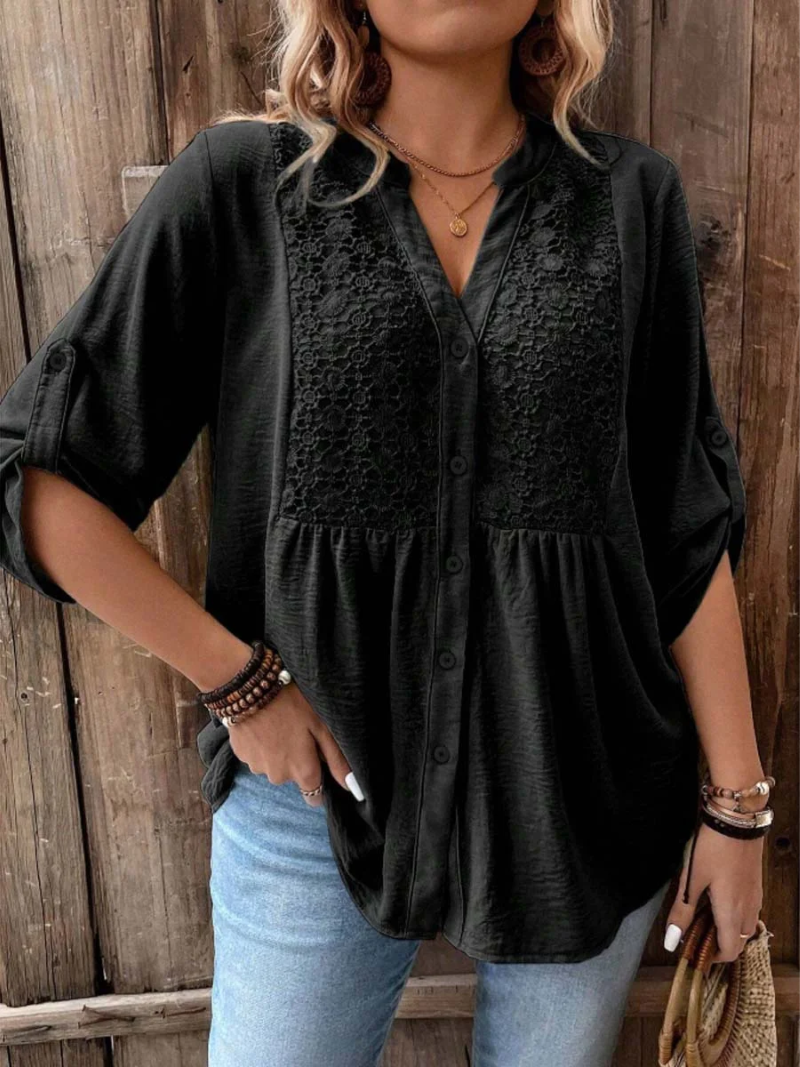 Noria™ | Relaxed Button V-Neck Top