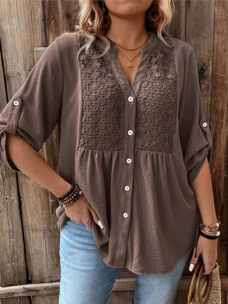 Noria™ | Relaxed Button V-Neck Top