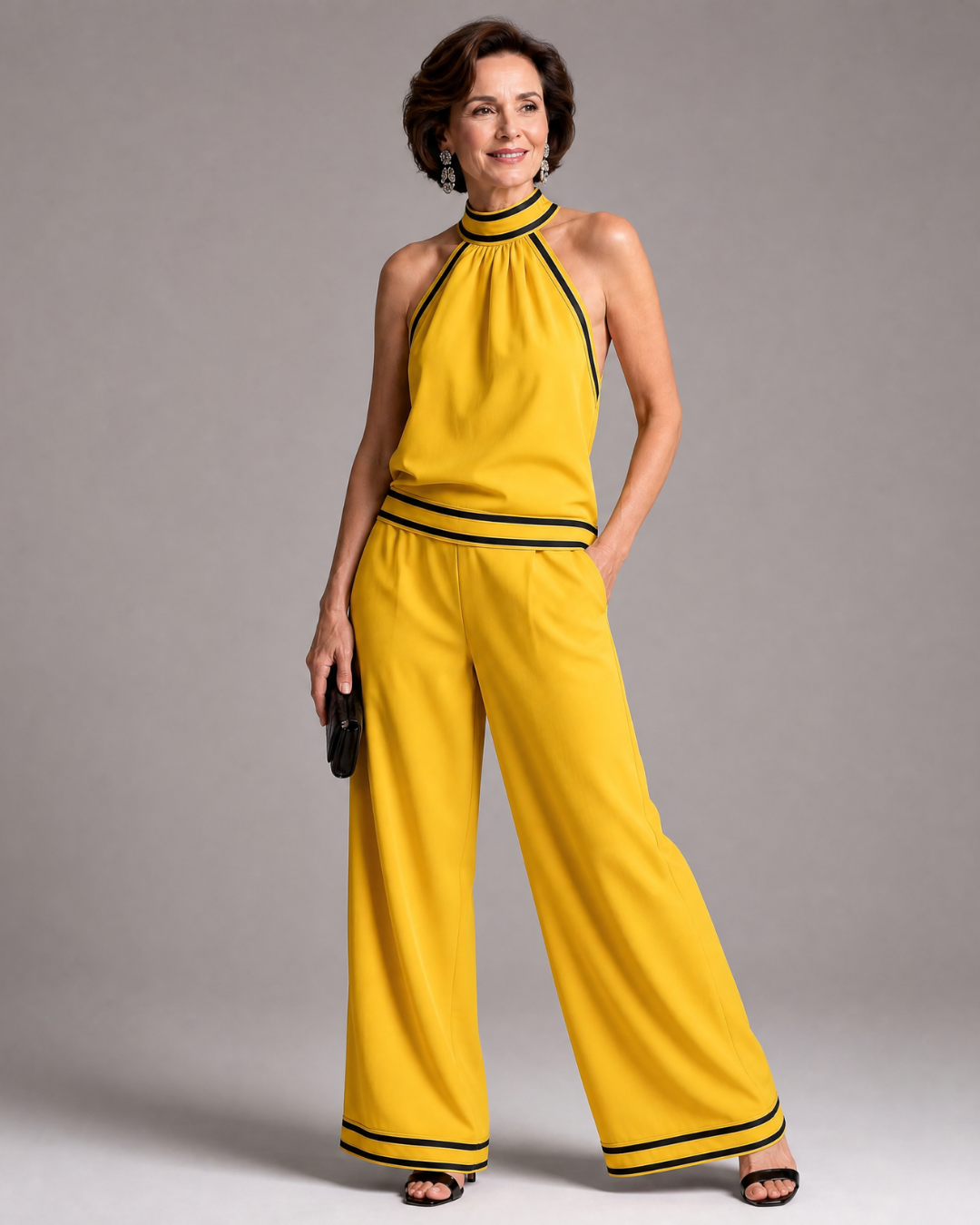Zephyrine | Combinaison à encolure halter avec détails contrastés