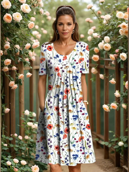 Nancy™ | Robe midi florale avec poches quotidienne