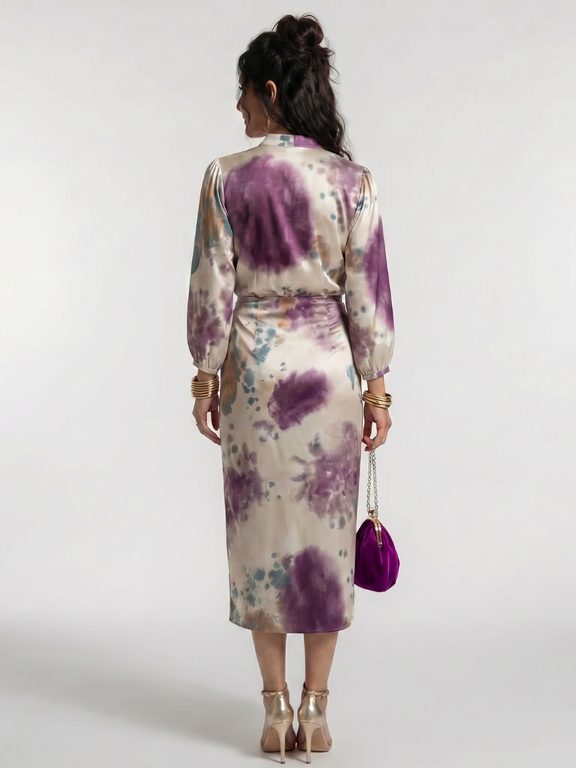 Valentina | Robe Midi Imprimée à Enveloppe Croisée avec Ceinture