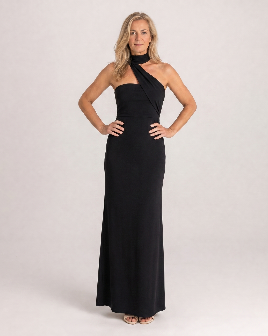 Fijem | Robe Maxi Halter Florale Aquarelle à Une Épaule