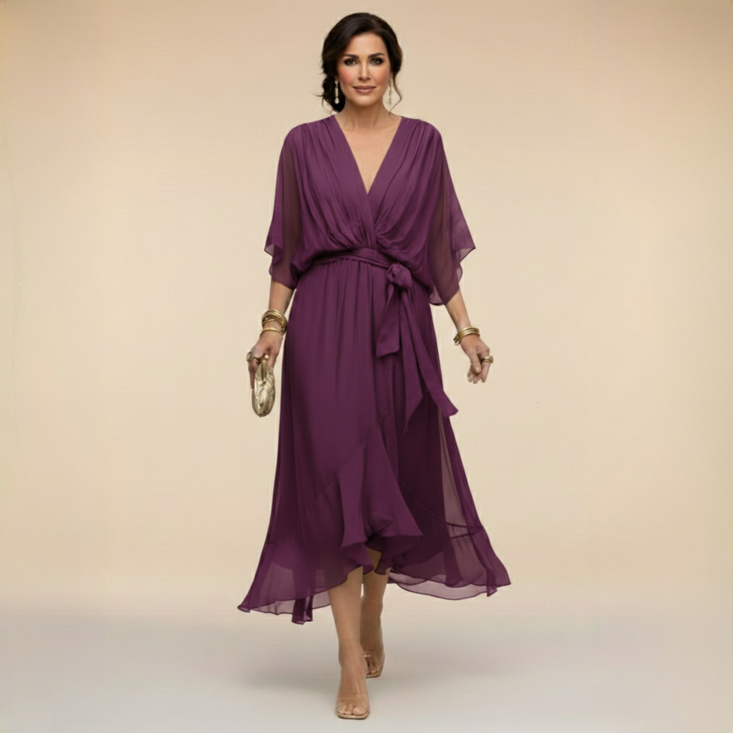 Sarah | Robe Chiffon V-Cou Sandra