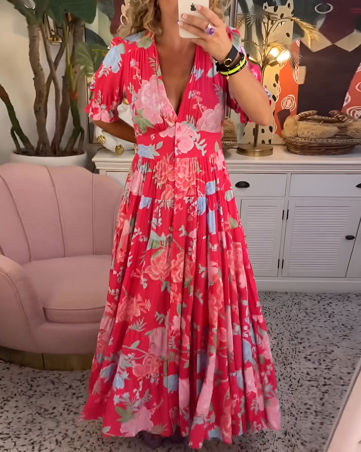 Coraline | V-Neck Dress with Floral Print