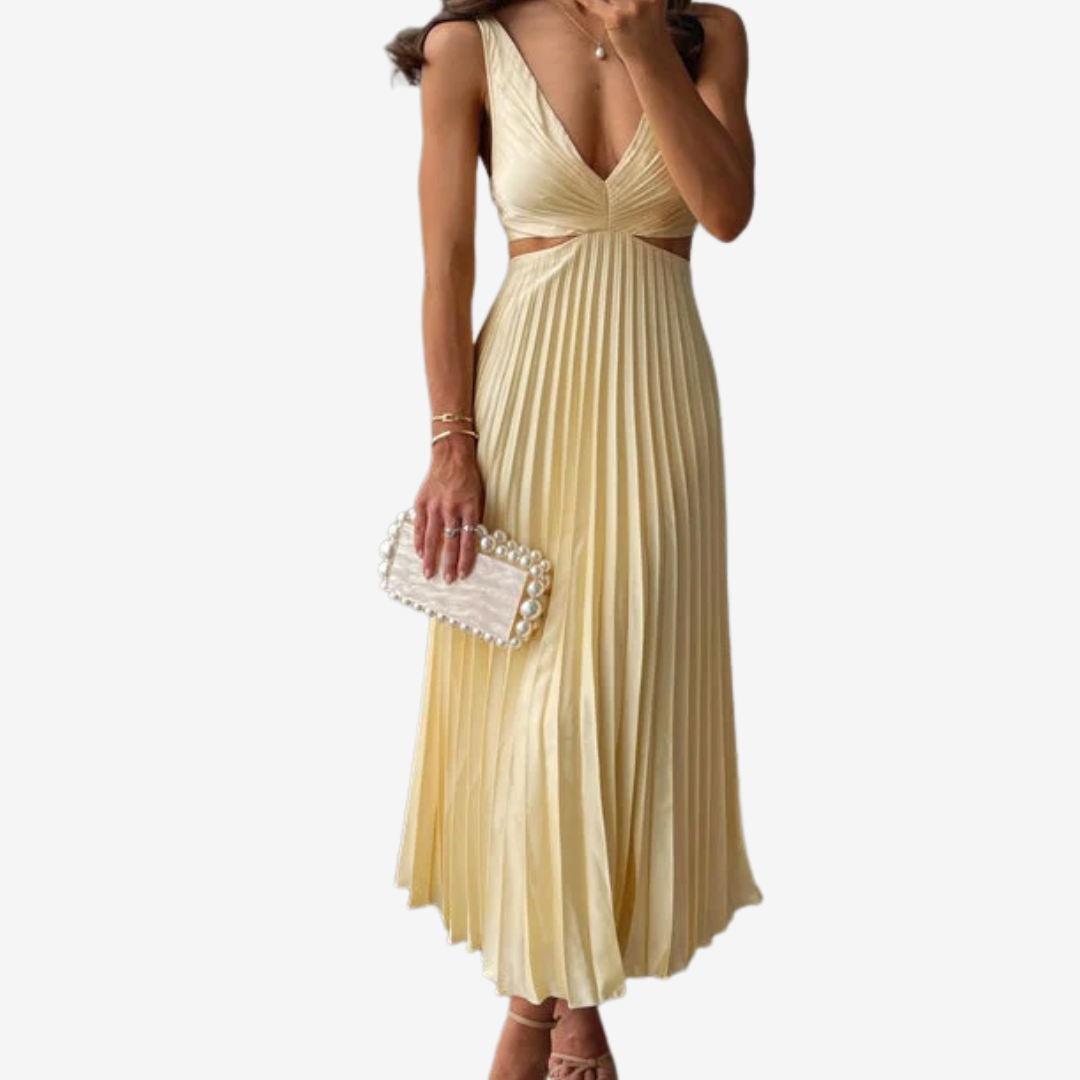 Vivienne™ Robe de soirée midi plissée avec dos nu