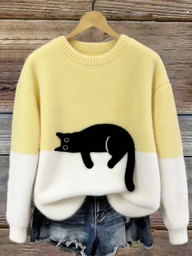 ボニー™ — 猫プリントオーバーサイズセーター