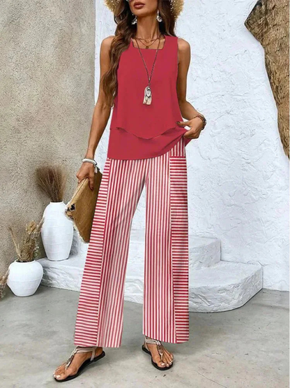 Ovelynra™ | Ensemble débardeur sans manches et pantalon à jambes larges