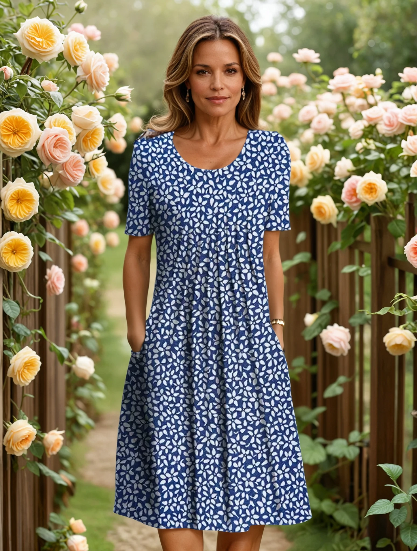 Nancy™ | Robe midi florale avec poches quotidienne