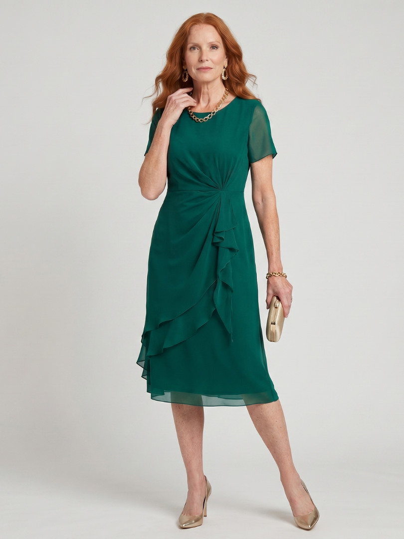 Eira | Twist Waist Layered Hem Midi Dress