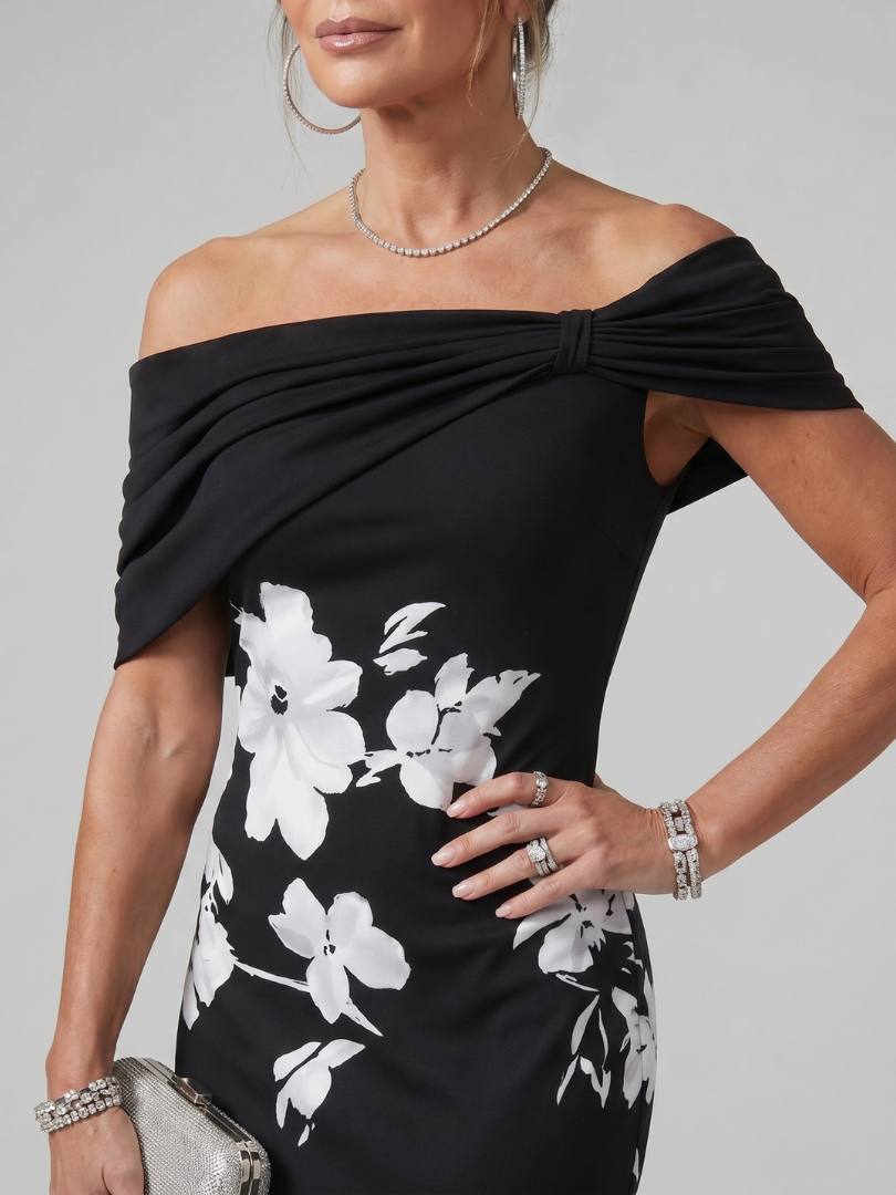 Cosma | Draped Off-Shoulder Midi Dress