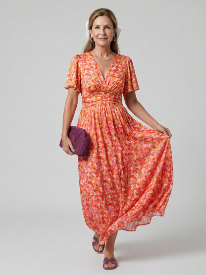 Juna | Robe midi à imprimé floral Ditsy à manches courtes